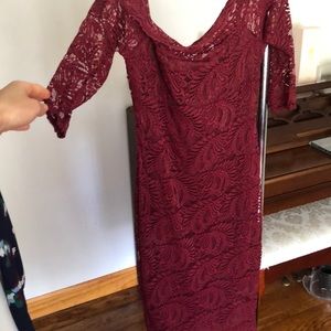 Petite maroon lace dress